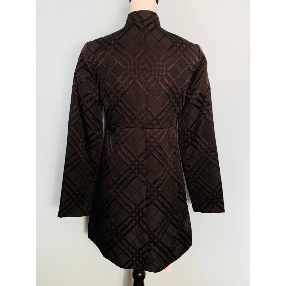 Anthropologie Tabitha Dusk Ruffles Textured Plaid Coat Size 2 - Picture 4 of 8